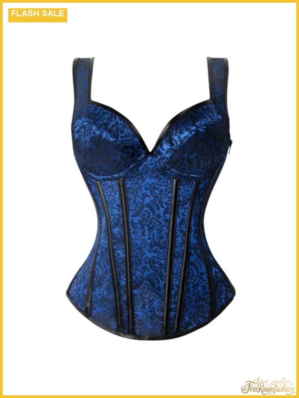Gothic Jacquard Overbust Corset with Shoulder Straps
